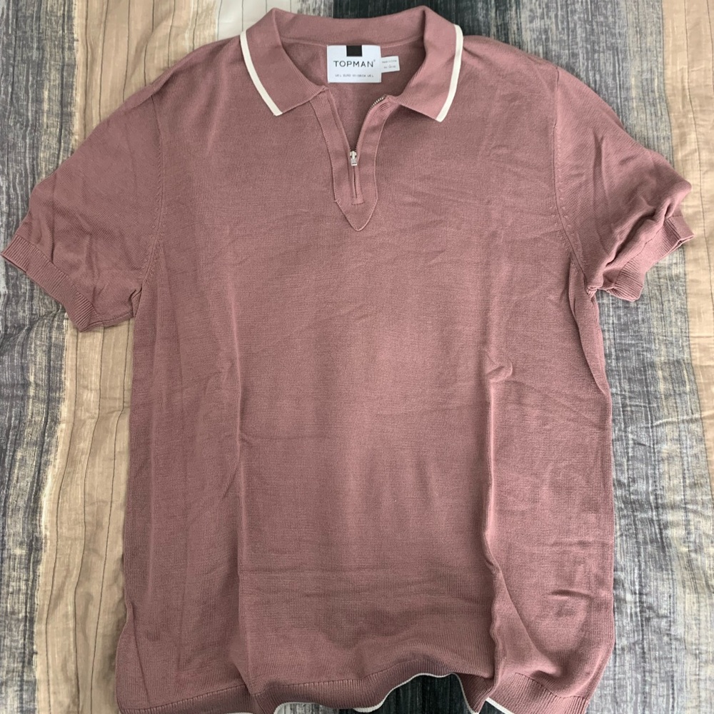 Topman White Trim Collar Shirt - L